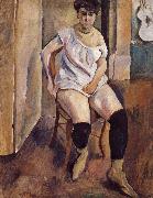 Jules Pascin The Woman wearing yellow short boots Spain oil painting artist